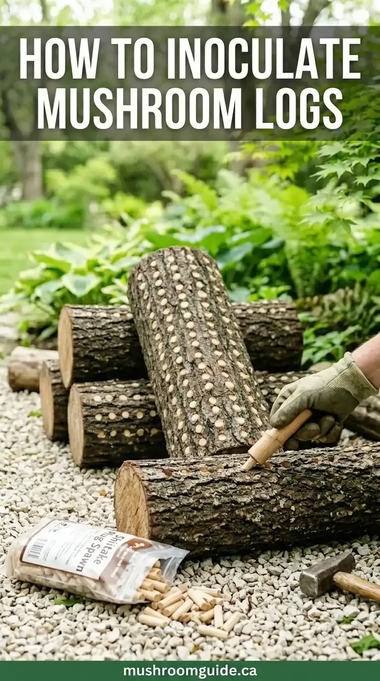 Outdoor log inoculation: shiitake, oyster, lion's mane