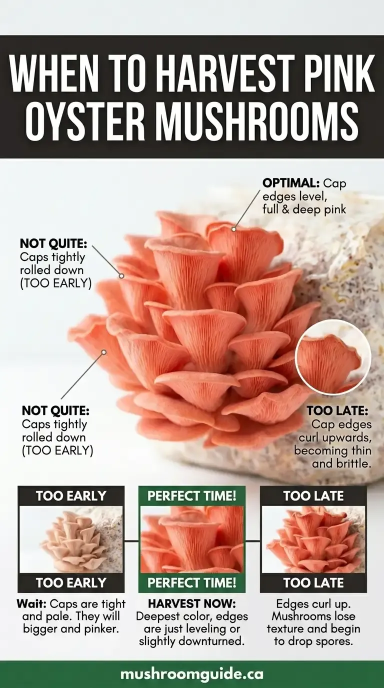 When to harvest pink oyster mushrooms